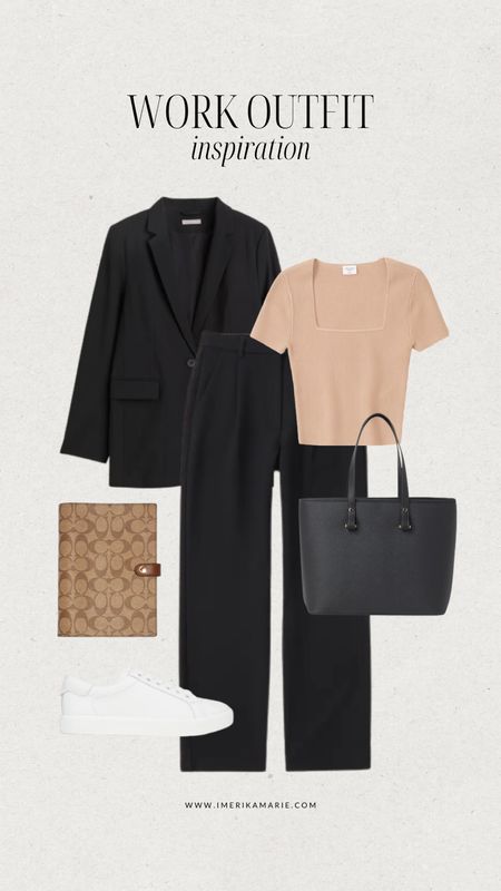 work outfit. workwear. blazer. trousers. work shoes. young professional. abercrombie and fitch. h&m. coach. work bag. planner. 

#LTKunder100 #LTKworkwear #LTKstyletip