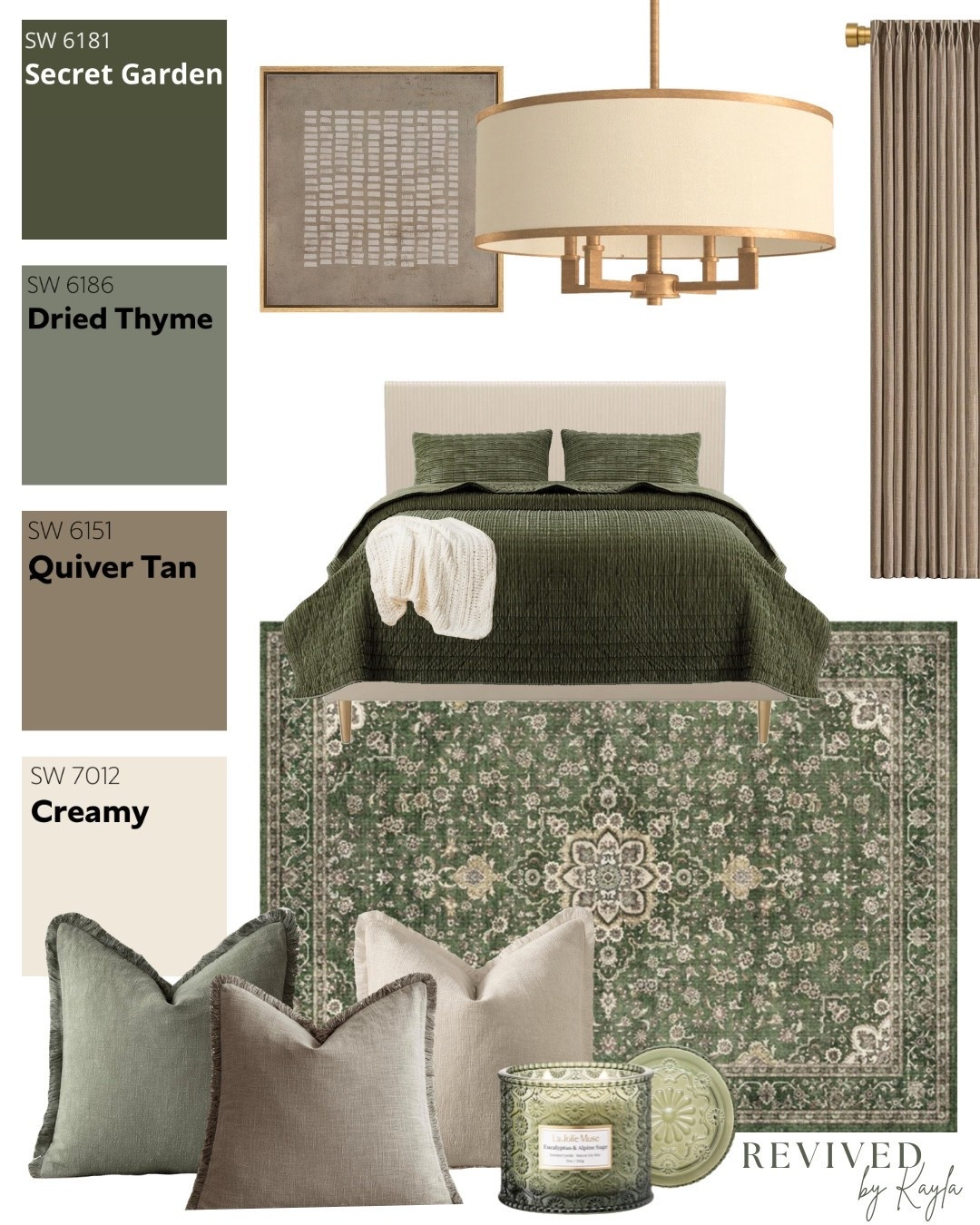 Green and light brown room design mood board 🌿✨

#bedroom #bedroomdecor #bedroomdesign #homedecor #homedesign #decor #modern #cozy #traditional #interiordesign #bedroommakeover #home #green #olivegreen #darkgreen #moodboard 

#LTKFindsUnder50 #LTKHome #LTKFindsUnder100