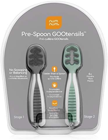 NumNum Pre-Spoon GOOtensils | Baby Spoon Set (Stage 1 + Stage 2) | BPA Free Silicone Self Feeding... | Amazon (US)