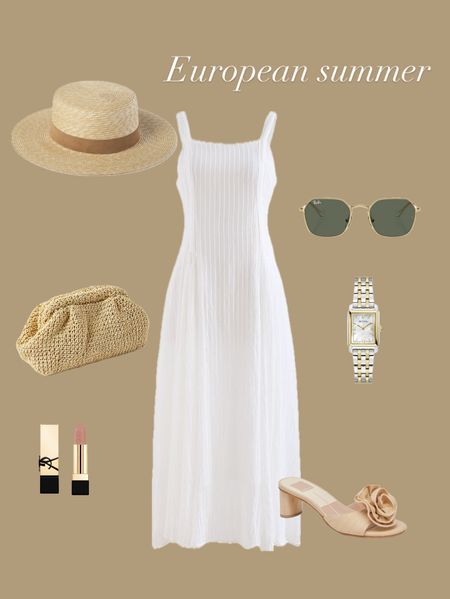 European summer outfit idea. Summer fashion. Summer dress. White dress. Summer outfit idea. 

#LTKstyletip #LTKsalealert #LTKSeasonal