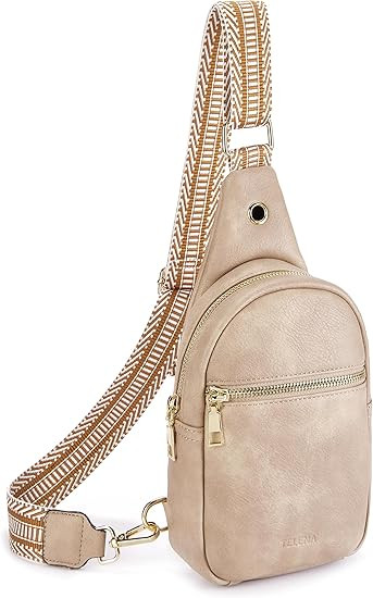 Telena Small Sling Bag for Women Leather Crossbody Fanny Packs Chest Bag for Women | Amazon (US)