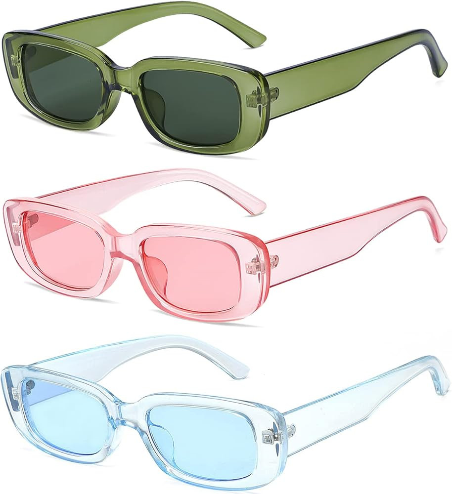 Rectangle Sunglasses for Women Black 90s Retro Sunglasses Trendy Y2K Aesthetic Sunglasses Vintage... | Amazon (US)