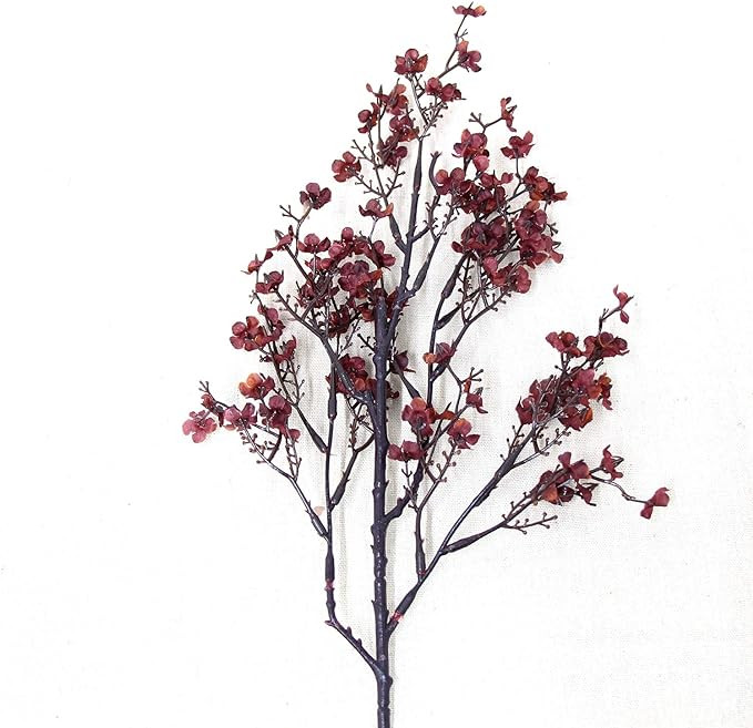 JAKY-Global Babys Breath Silk Artificial Flowers Burgundy 6 Bundle Fall Stems Fake Plants Decor W... | Amazon (US)