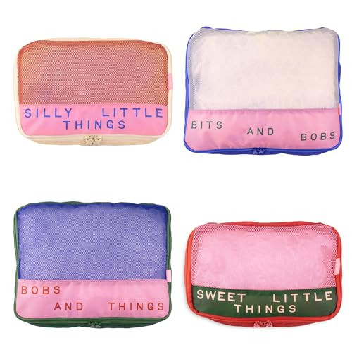 ban.do Getaway Polyester and Mesh Packing Cube Set, Includes 4 Foldable Luggage Organizers in Various Sizes, Bits and Bobs | Amazon (US)