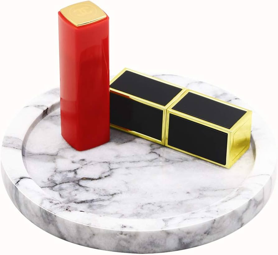 Circular Marble Stone Decorative Tray for Counter, Vanity, Dresser, Nightstand or Desk, Diameter ... | Amazon (US)