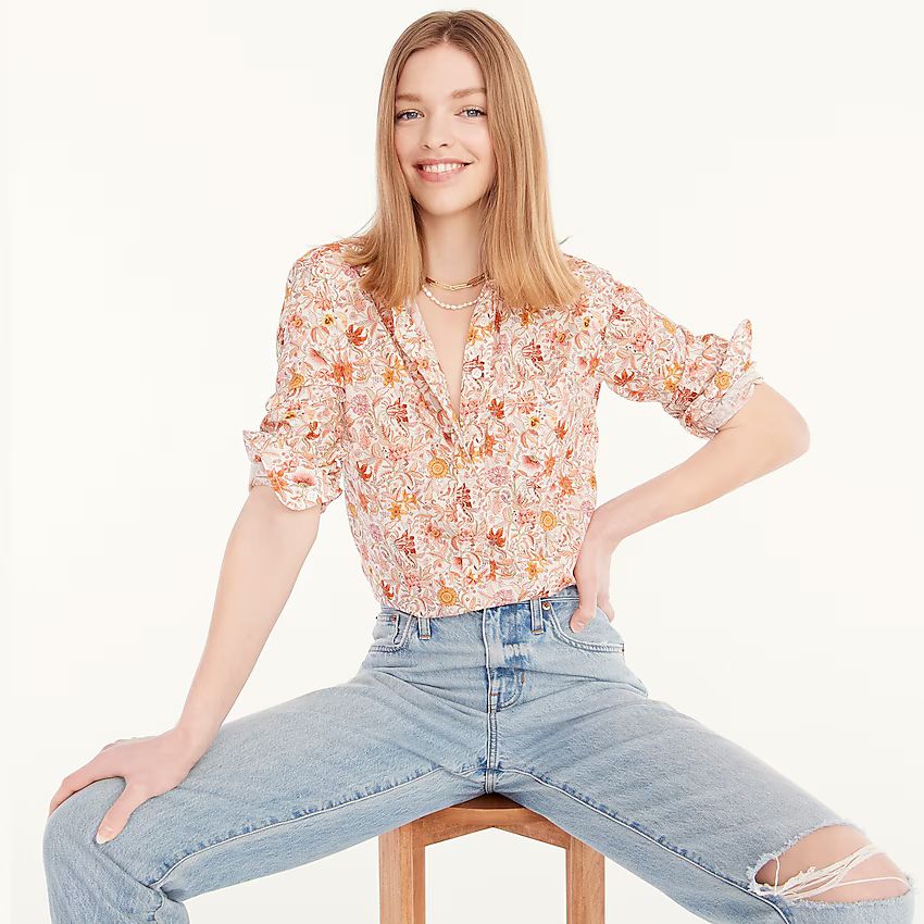 Classic-fit organic cotton popover in Liberty® Garden of Life floral | J.Crew US