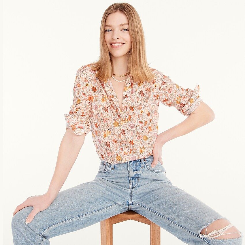 Classic-fit organic cotton popover in Liberty® Garden of Life floral | J.Crew US
