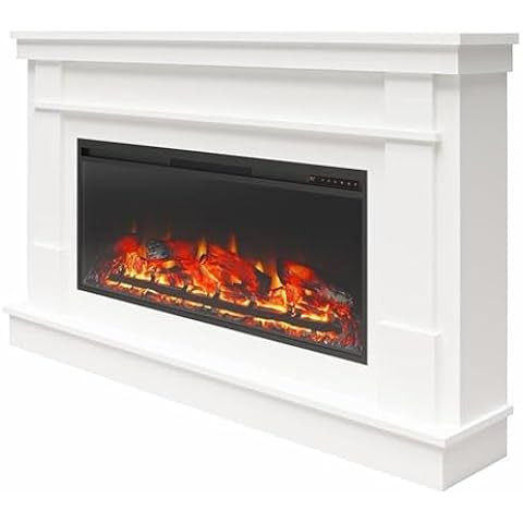 Ameriwood Home Elmcroft Contemporary Wide Mantel with Linear Engineered Wood Electric Fireplace f... | Amazon (US)