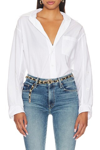 Leather Chain Belt in Gold & Black | Revolve Clothing (Global)