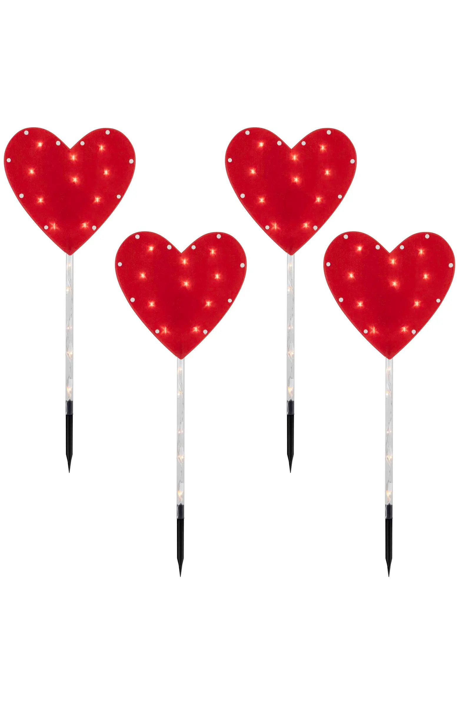 Lighted Heart Valentine's Day Outdoor Pathway Markers - 28.75" - Set of 4 | Nordstrom