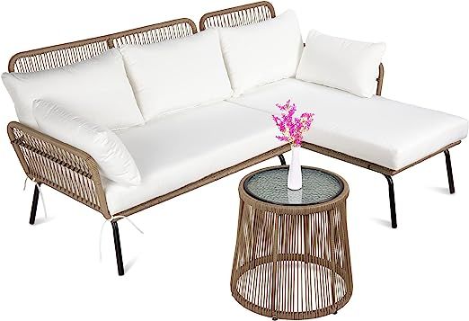 Best Choice Products Outdoor Rope Woven Sectional Patio Furniture L-Shaped Conversation Sofa Set ... | Amazon (US)