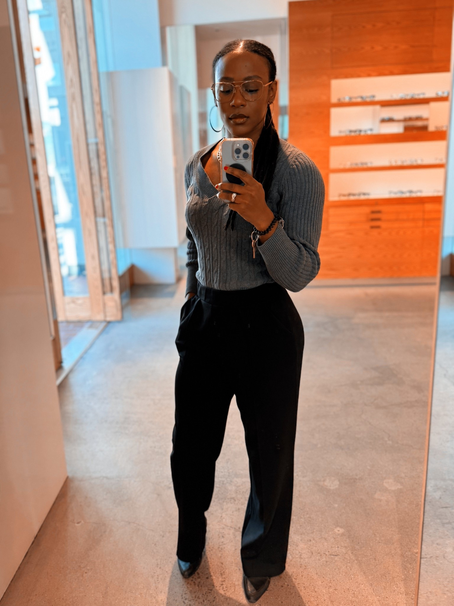 Minimal, modern, and office-ready 🤎
When comfort meets structure — a Target x H&M moment that looks luxe without trying.

✨ Outfit Details ✨
🧥 Sweater: Target
👖 Trousers: H&M
👞 Loafers: Target
🕶️ Glasses: Oliver Peoples “Avison Aviators”

#WorkwearWednesday #OfficeStyle #LTKWorkwear

#LTKTall #LTKStyleTip #LTKWorkwear
