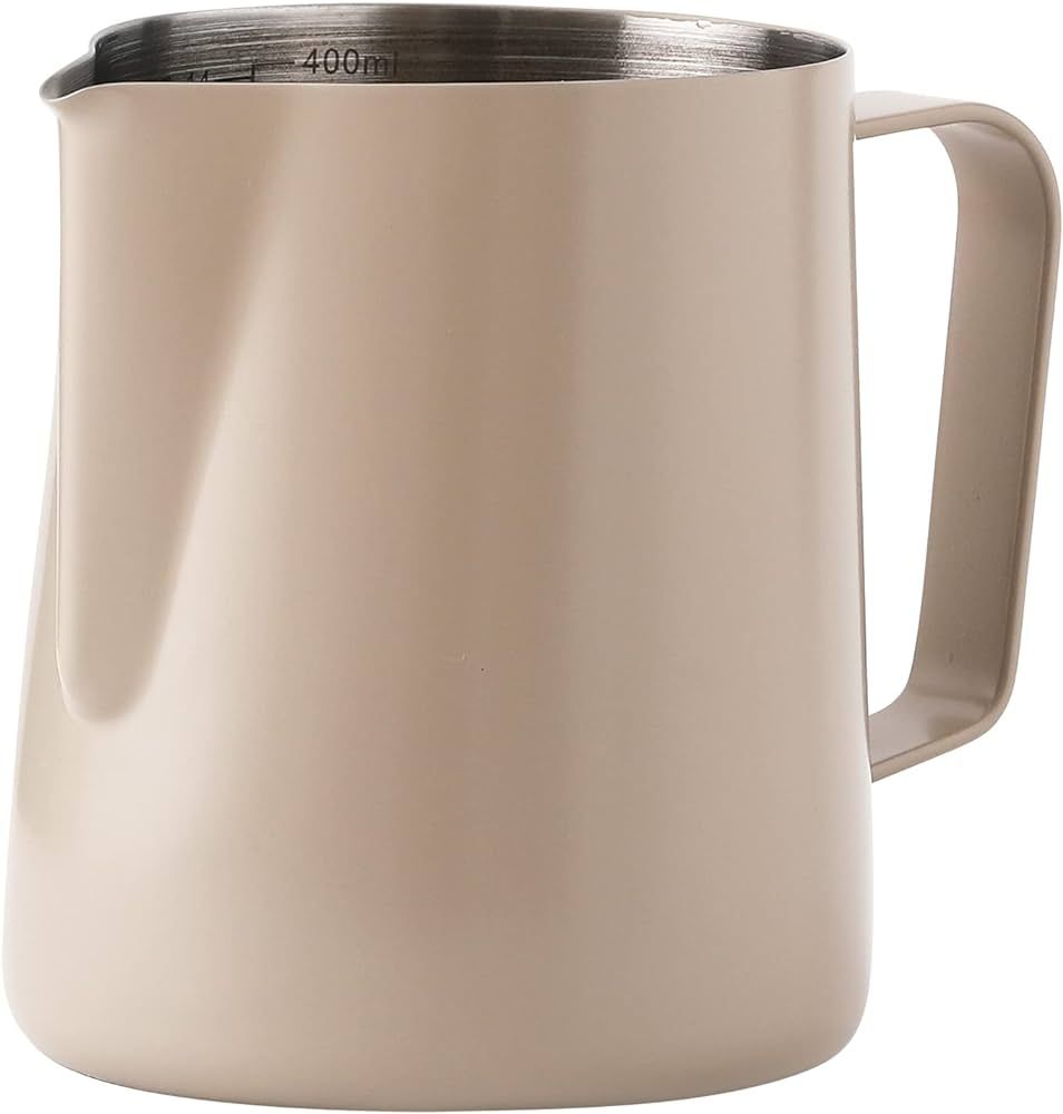 Milk Frothing Pitcher 14OZ 20OZ(400ml 600ml) Stainless Steel Milk Espresso Steaming Pitcher Baris... | Amazon (US)