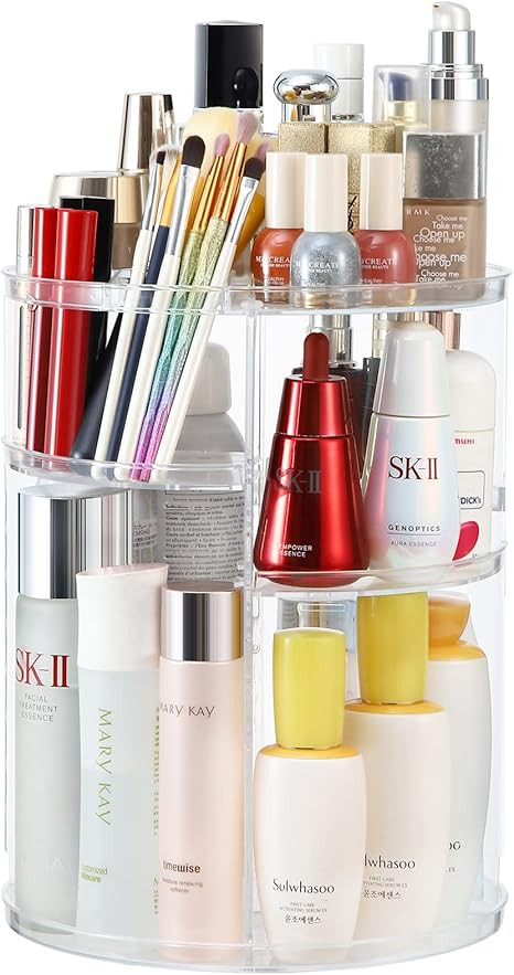 360 Rotating Makeup Organizers and Storage, COOLBEAR Spinning Cosmetic Display Case with 6 Adjust... | Amazon (US)