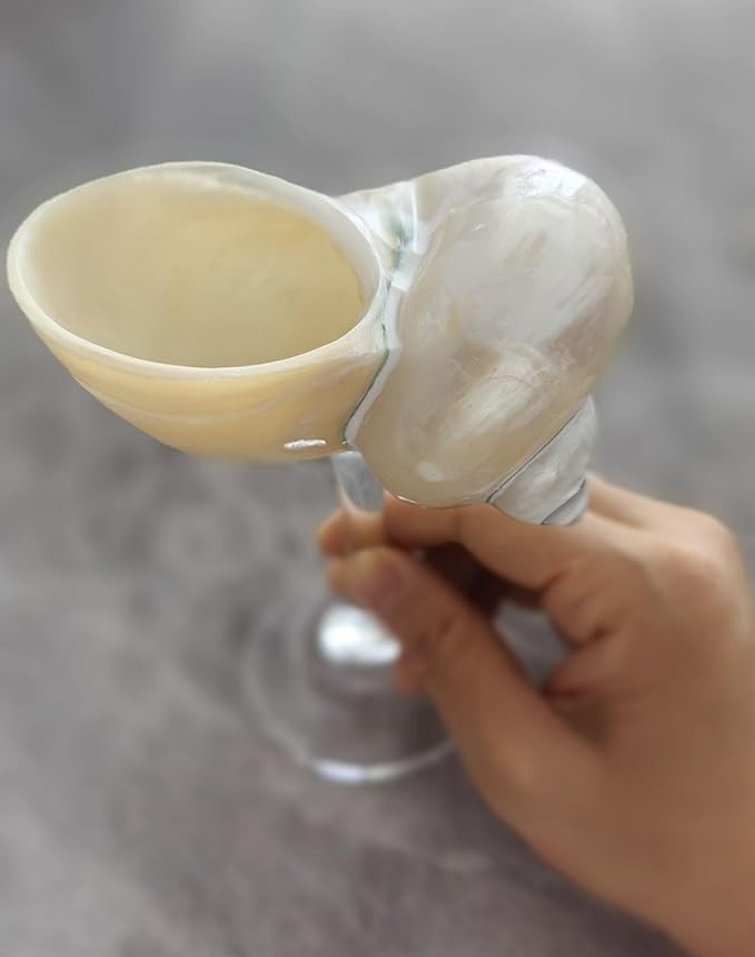 DOCLY&WOPL Handmade Glossy White Conch Glass Sea Shell Martini Glass Cocktail Drinks Cup Party Be... | Amazon (US)