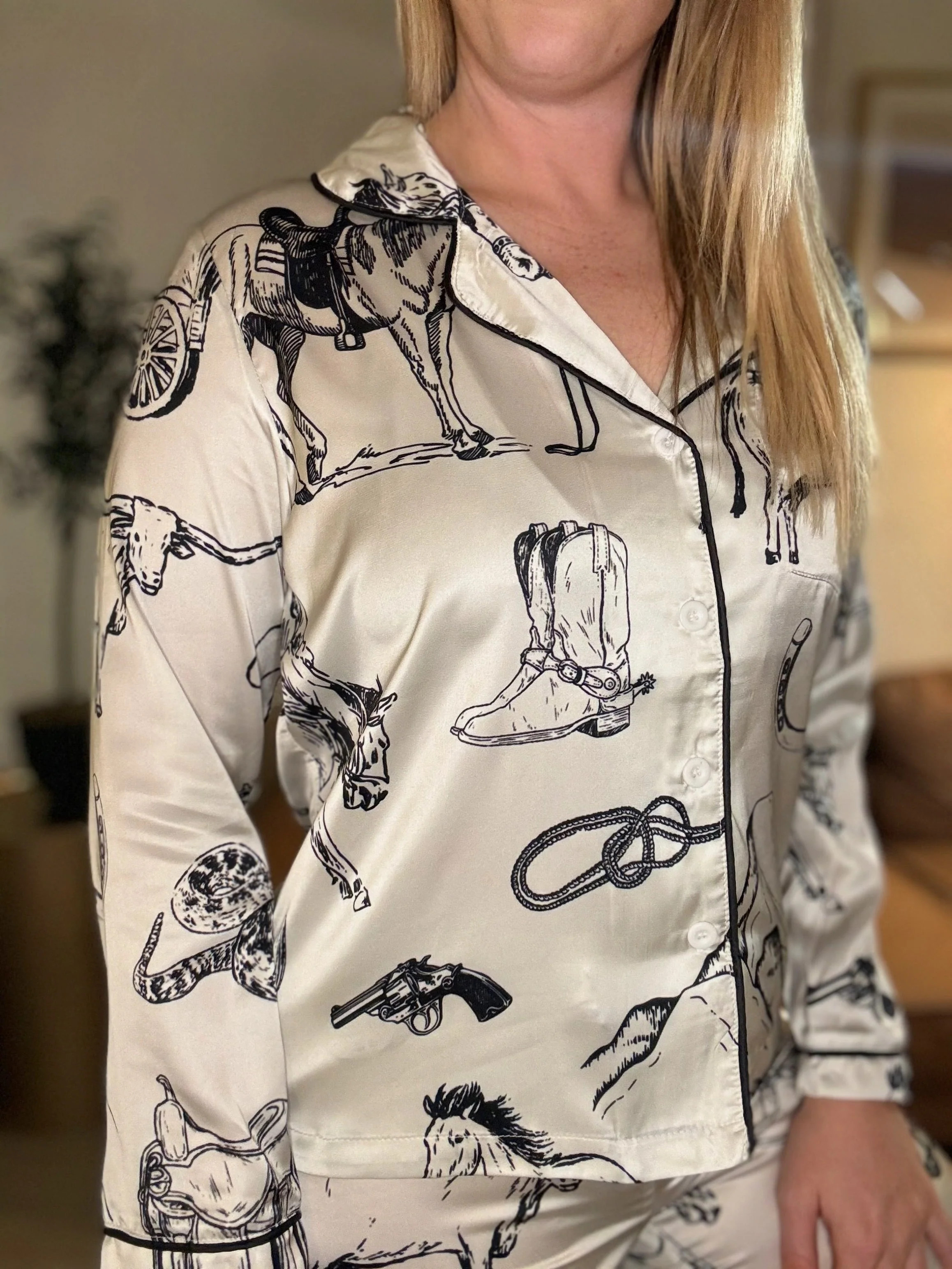 Cowboy Pajamas Pant Set Small | Casual Chic Boutique