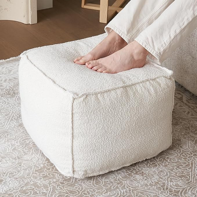 ZICOTO Beautiful Boucle Pouf Ottoman and Foot Rest - Elevate Your Living Room Decor with Lightwei... | Amazon (US)
