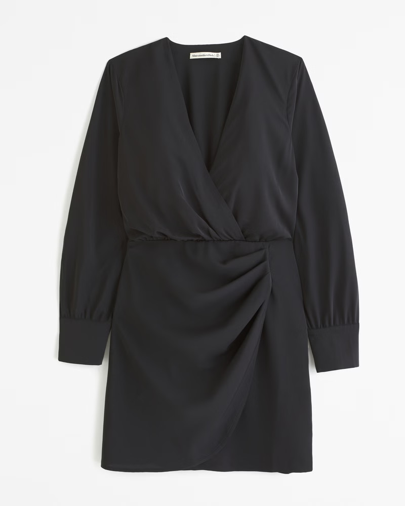 Long-Sleeve Draped Mini Dress | Abercrombie & Fitch (US)