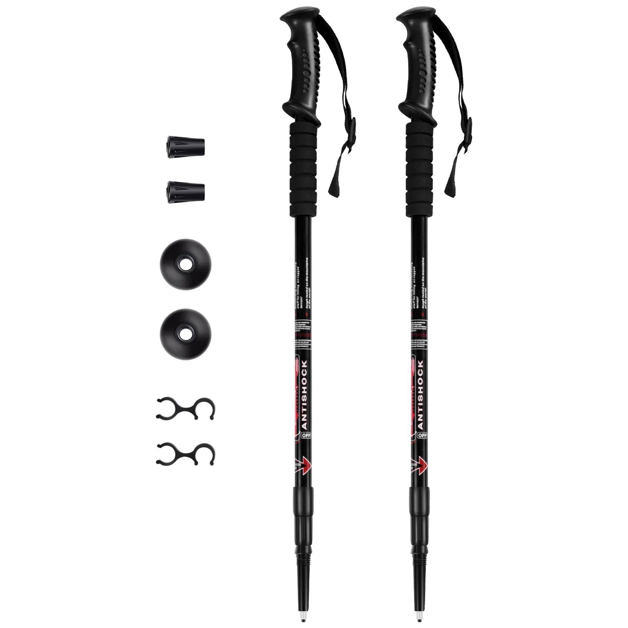Generic Pair 2 Trekking Walking Hiking Sticks Poles Alpenstock anti-shock 65-135cm Black - Walmar... | Walmart (US)