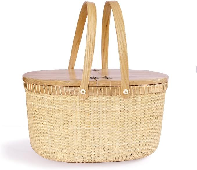 Nantucket Basket Crafts Cane-on-Cane Weave Picnic Basket Shopping Basket Basket Storage Basket Tw... | Amazon (US)