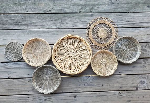 Vintage wall basket collection.  7 vintage basket & trivet | Etsy | Etsy (US)
