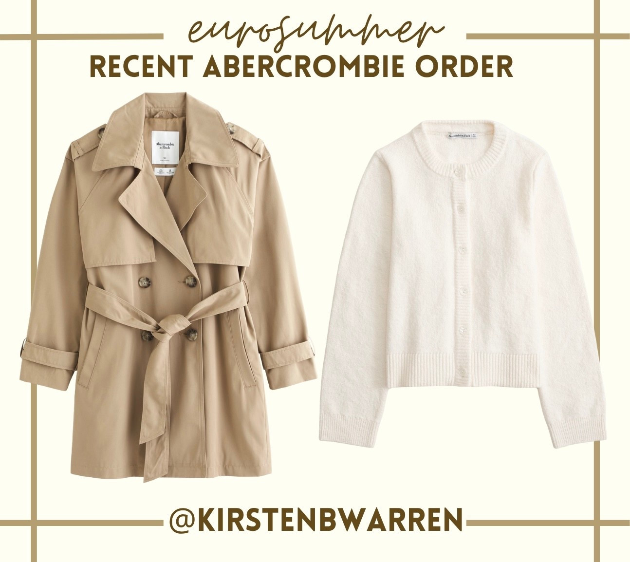 My most recent Abercrombie order for England/Europe! Last year it was kind of cold at night so I wanted some layering pieces. I will be going in September so hopefully it will cool off. The cardigan is on sale! #europe #england #sale #fashion #clothes #parisoutfit #londonoutfit