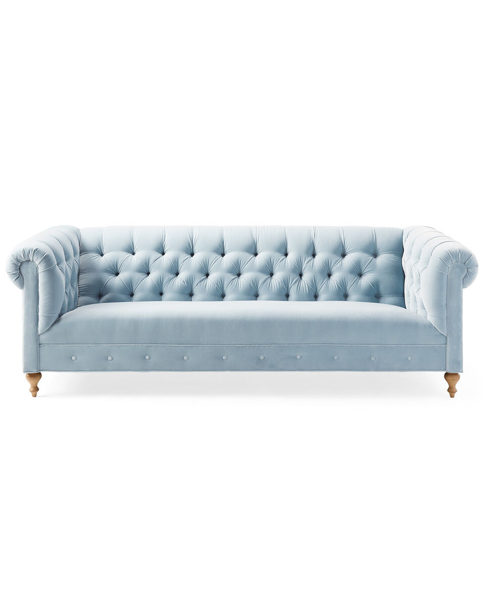 Chatham Sofa in Sky Cotton Velvet | Serena and Lily