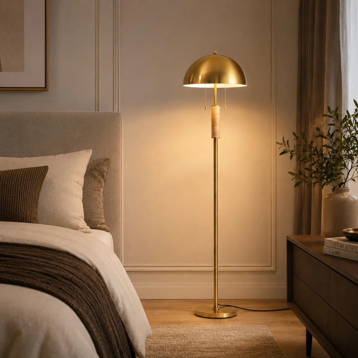 65" Modern Gold Floor Lamp with Foot Switch for Living Room Bedroom Study Room | Wayfair North America