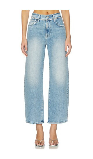 PAIGE Arellia Ankle Barrel Leg Jeans in Blue. - size 28 | Revolve Clothing (Global)