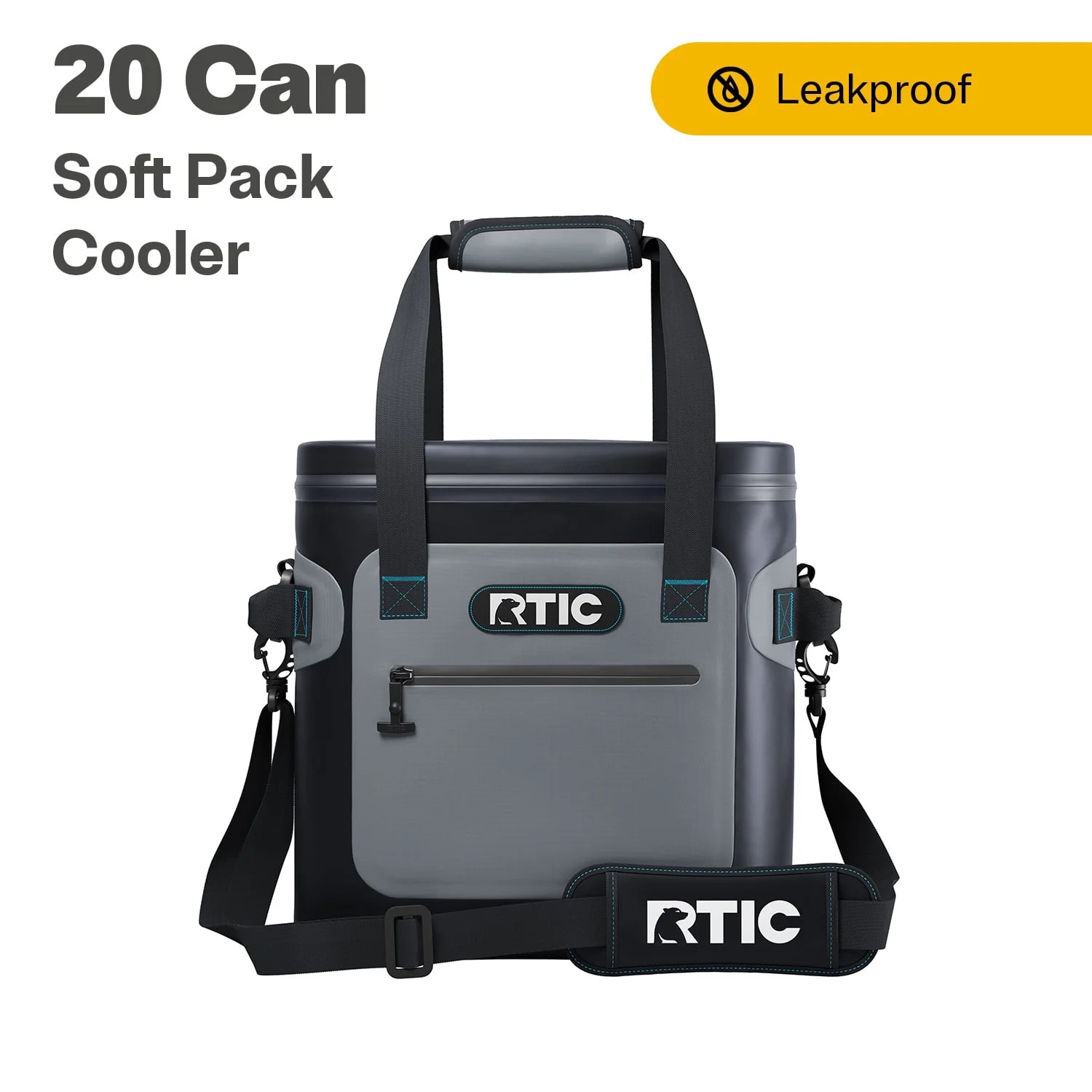 RTIC 20 Can Soft Pack Cooler, Leakproof Ice Chest Cooler with Waterproof Zipper, Blue/Grey | Walmart (US)