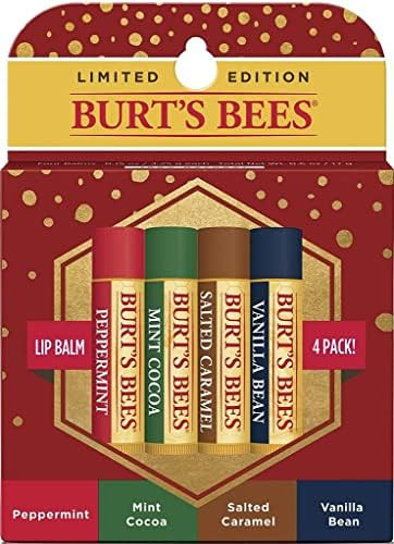 Burt's Bees Holiday Lip Care Gift Set with 4 Sweet Seasonal Lip Balm, Mint Cocoa, Peppermint, Van... | Amazon (US)