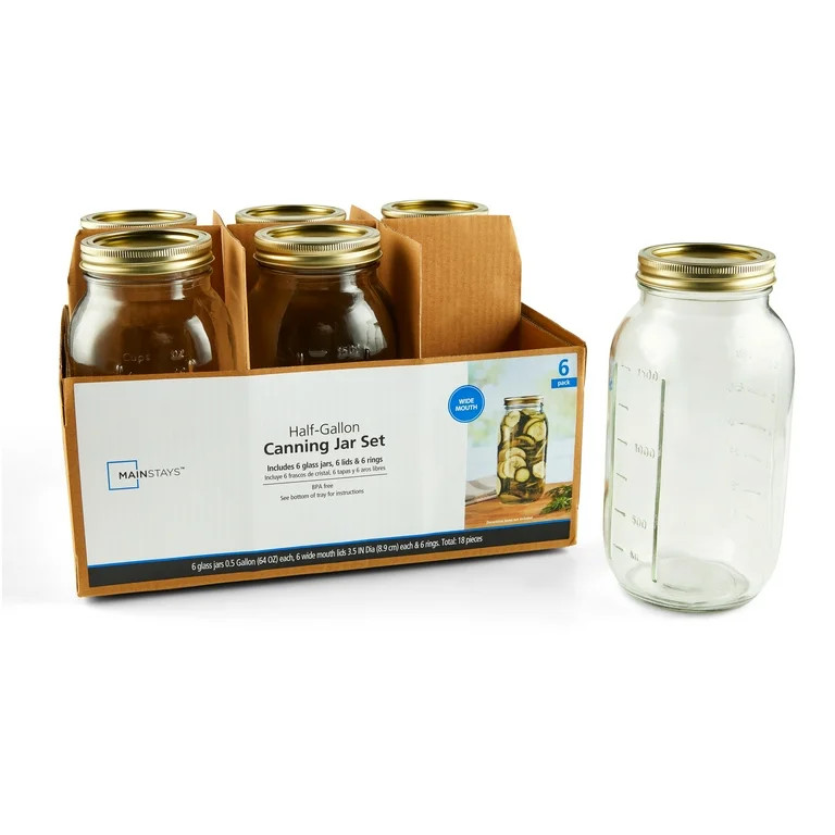 Mainstays 64 oz Airtight Glass Wide Mouth Canning Jars (6 Count) | Walmart (US)