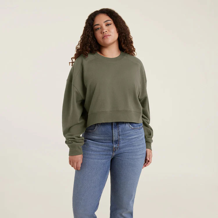 Cropped Crewneck Sweatshirt | Mocha | nuuds