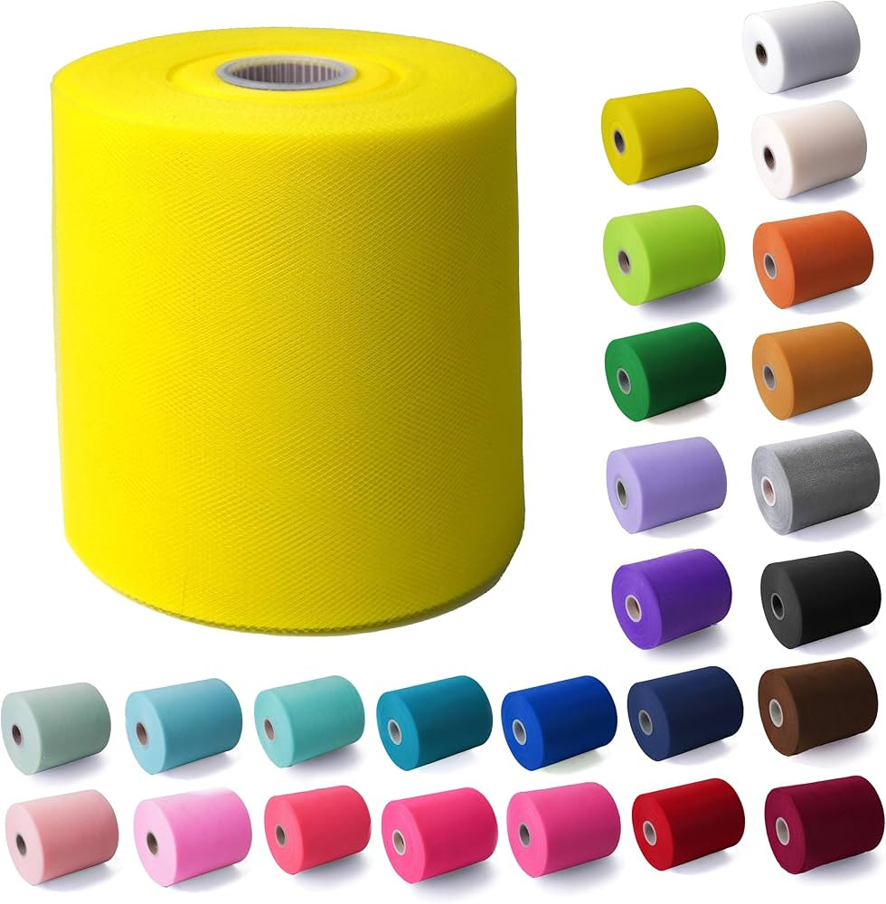 Craft and Party, Tulle Fabric Roll 6" by 200 Yards (600 ft) Yellow Fabric Tulle Spool for DIY Tut... | Amazon (US)