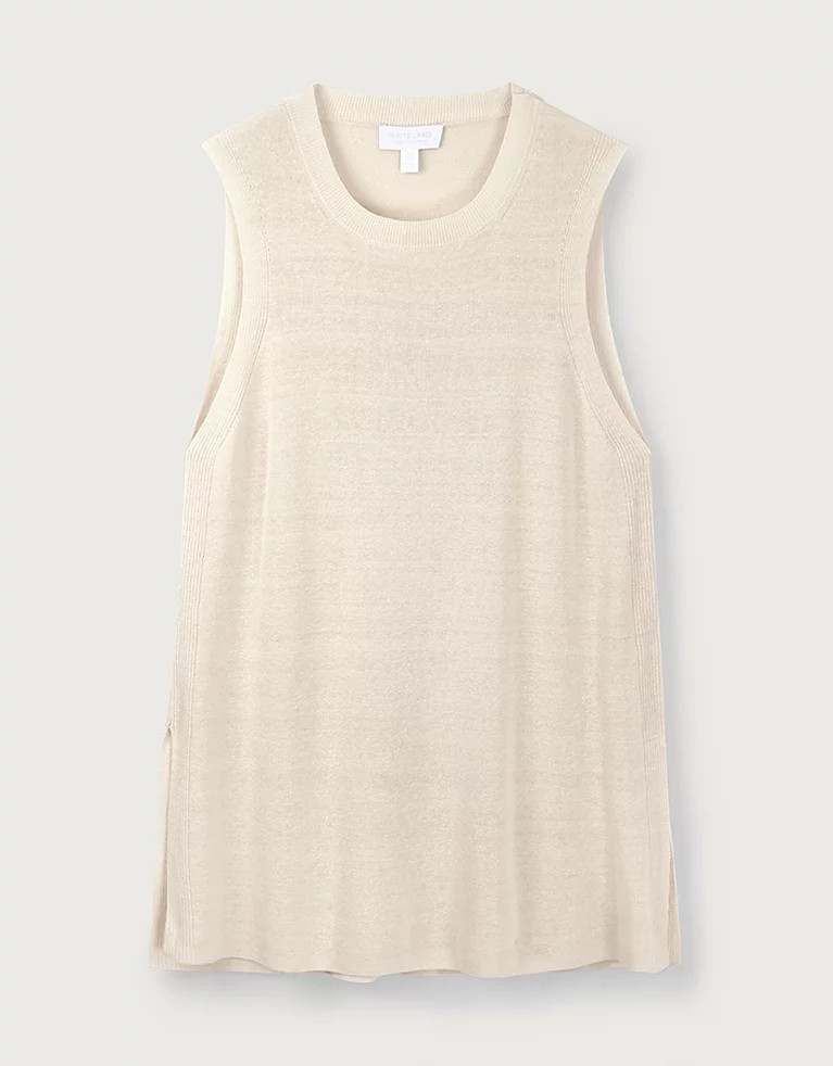 Linen-Rich Ribbed-Panel Tank | Tops & Blouses | The White Company | The White Company (UK)