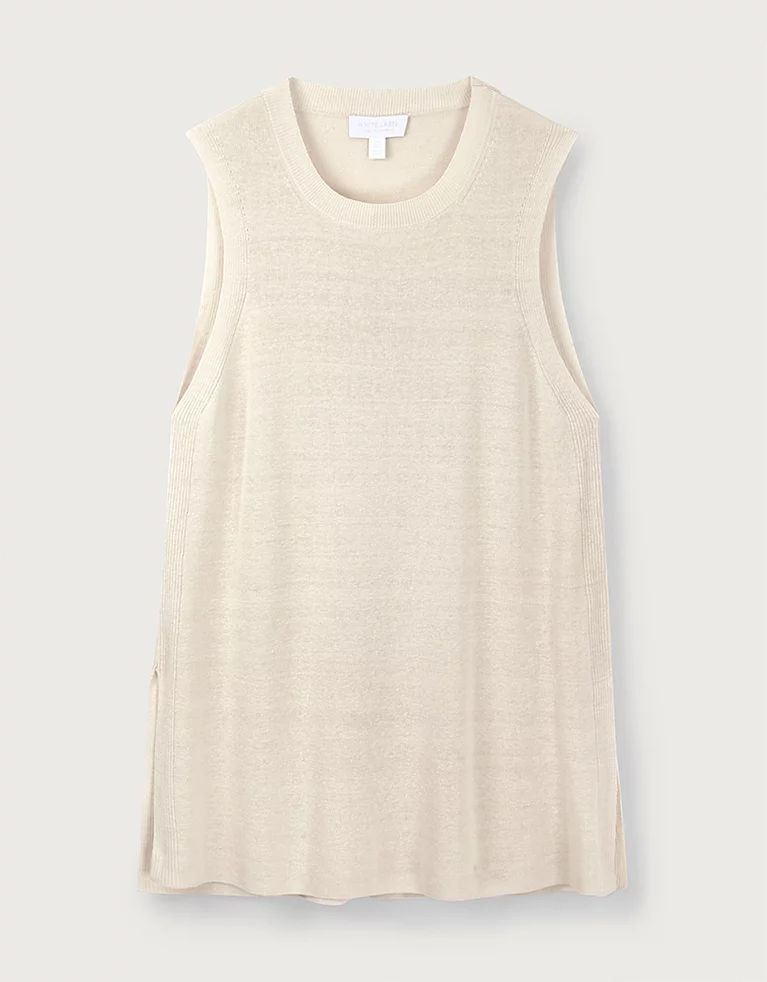 Linen-Rich Ribbed-Panel Tank | Tops & Blouses | The White Company | The White Company (UK)