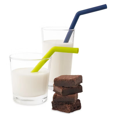 U Konserve Silicone Straws, Set of 2, Lime & Navy | Target