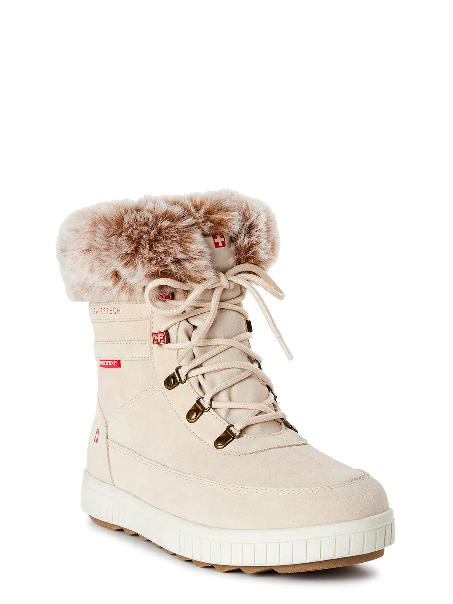 Swiss Tech Women's Faux Fur Trim Winter Boot - Walmart.com | Walmart (US)