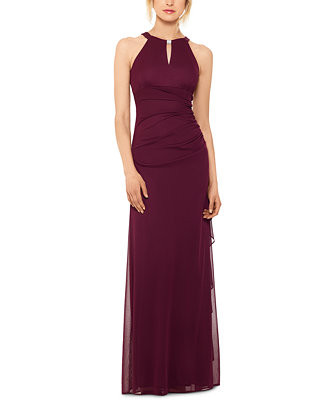 B&A by Betsy and Adam Ruched Halter Gown - Macy's | Macy's