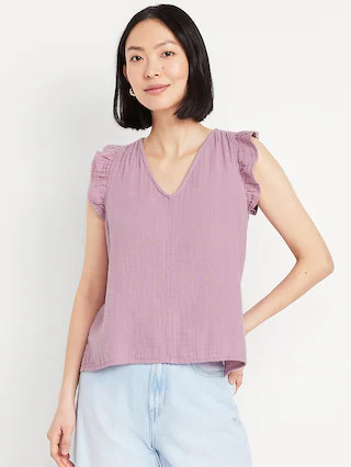Sleeveless Crinkle Gauze Top | Old Navy (US)