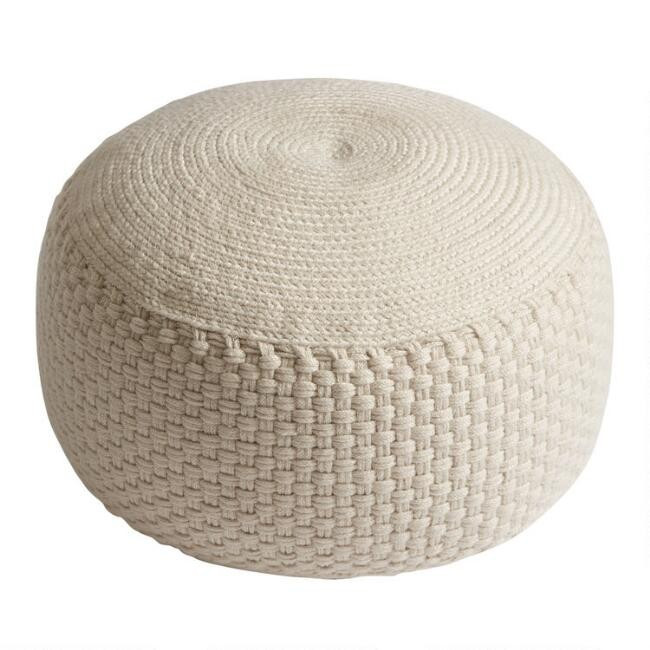 Round Braided Indoor Outdoor Pouf | World Market