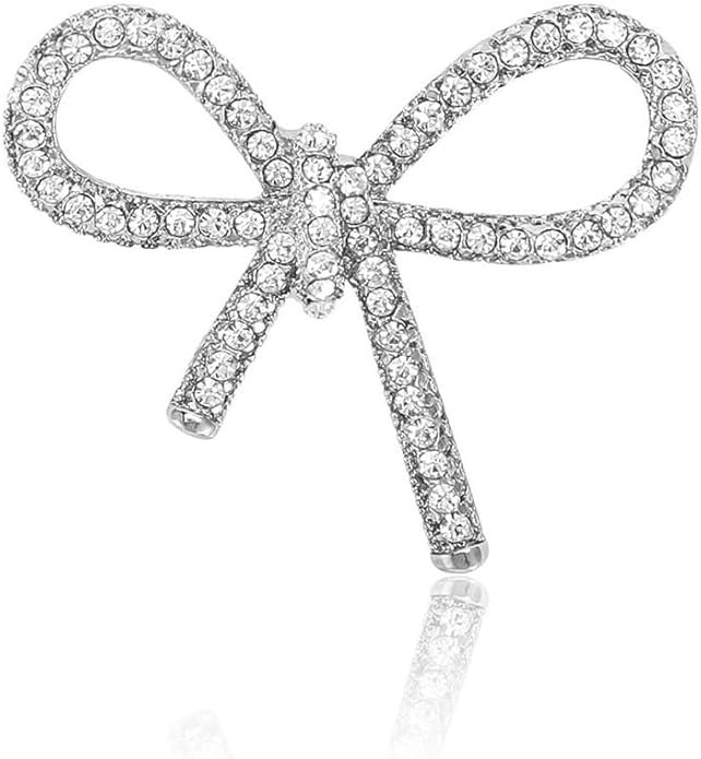Cute Rhinestones Bow Brooches Lapel Pins for Women Girls Fashion Elegant Sparkly Crystal Ribbon B... | Amazon (US)