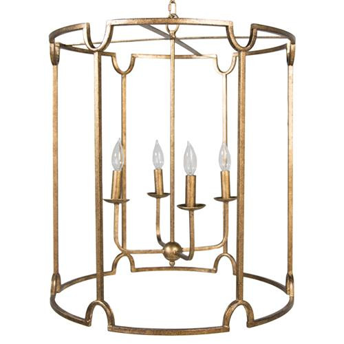 Gabby Stella Modern Drum Shape Horseshoe Pattern Antique Gold Chandelier | Kathy Kuo Home