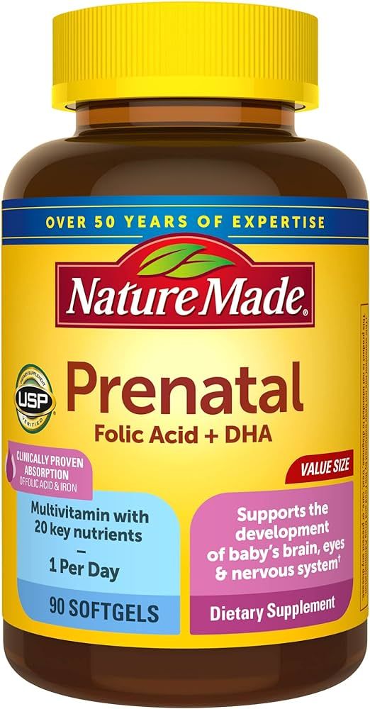 Nature Made Prenatal with Folic Acid + DHA, Prenatal Vitamin and Mineral Supplement for Daily Nut... | Amazon (US)