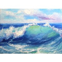 Ocean Oil Painting Wave Original Art Seascape Artwork | 5x7 In | Etsy (US)