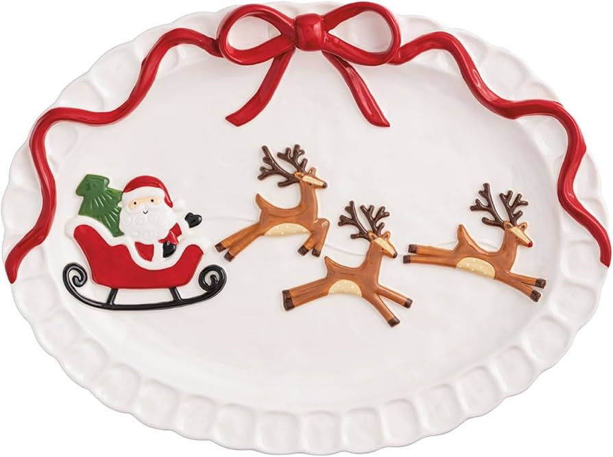 Mud Pie Christmas Santa Sleigh Platter | Amazon (US)