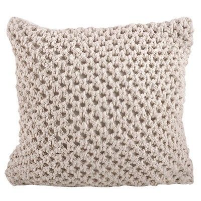 Vanilla Knitted Design Throw Pillow (20"x20") Saro Lifestyle | Target