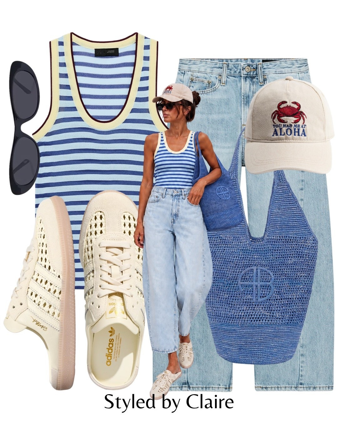 COOL GIRL STYLING the new Adidas Samba Mules❤️‍🔥❤️‍🔥
Tags: Zara stripe tank top barrel leg jeans light denim wash raffia tote bag anine bing cap H&M baby blue cream sunglasses revolve fashion city break inspo outfit airport ideas chic women’s style capsule wardrobe basics summer

#LTKstyletip #LTKsummer #LTKshoes