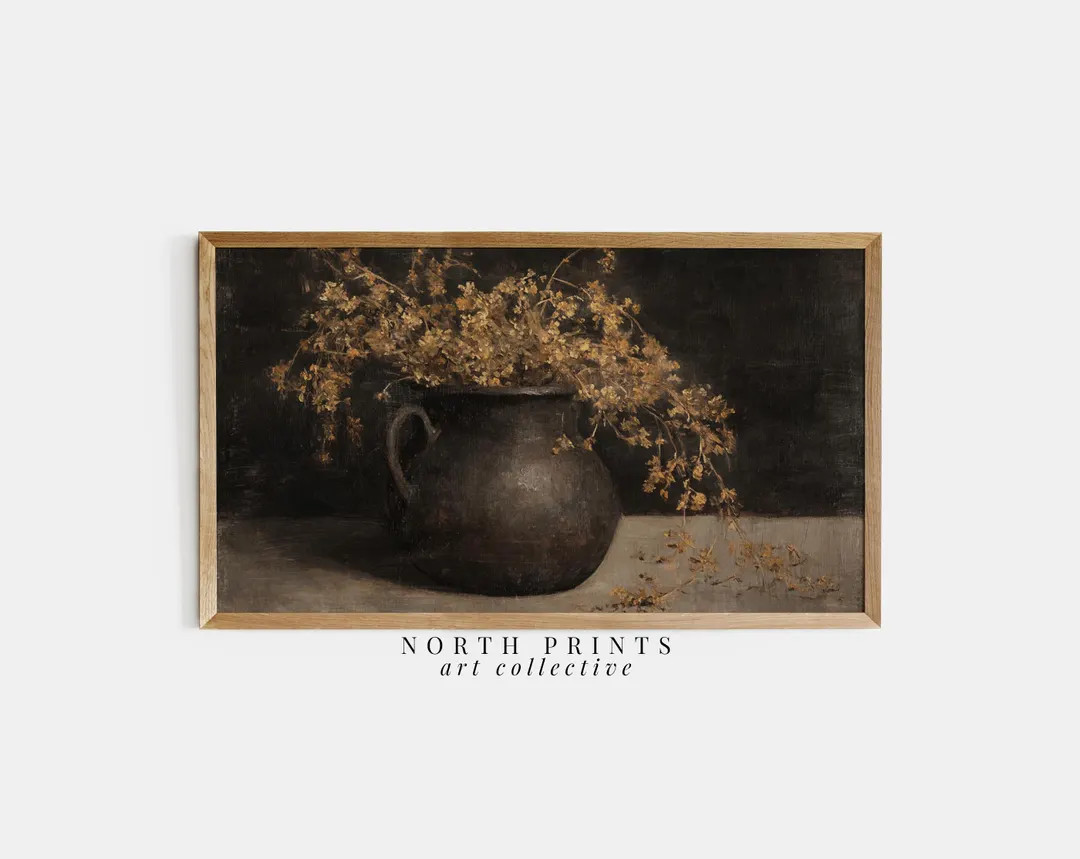 Dark Floral Still Life TV Art: Moody Autumn Botanical (Digital Download) TV2-70 | Etsy (US)