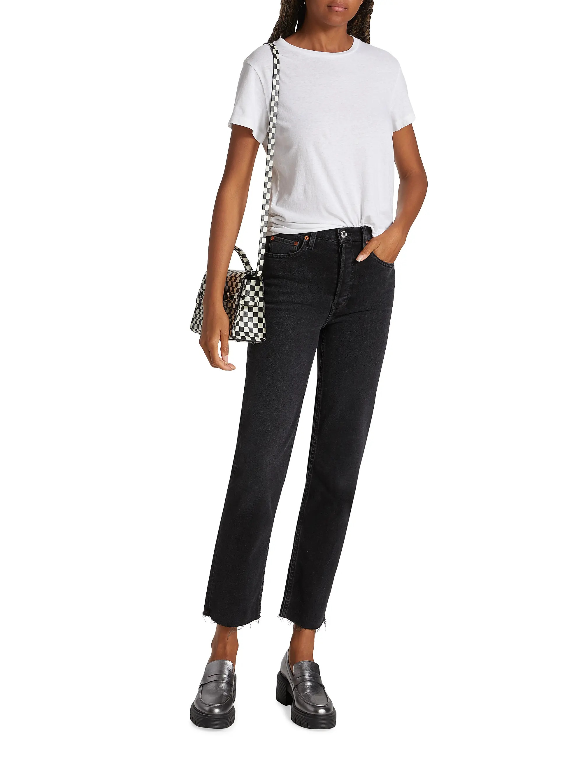 70s Stove Pipe High-Rise Stretch Crop Jeans | Saks Fifth Avenue